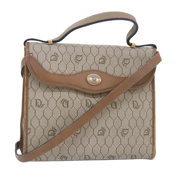 DIOR Honeycomb Canvas Bag Pvc Leather Beige Gold - Picture 1 of 13